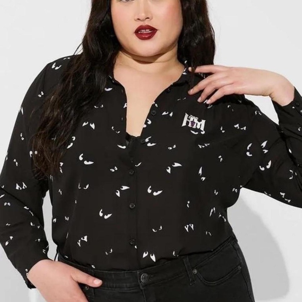 Torrid Haunted Mansion long sleeve button up blouse